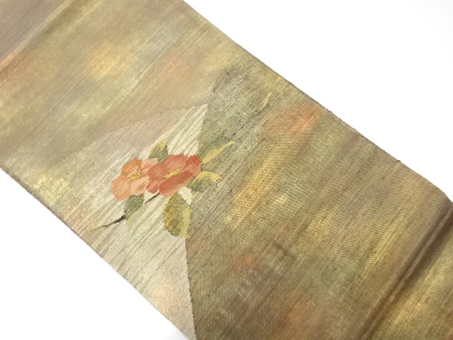 椿模様織出し袋帯